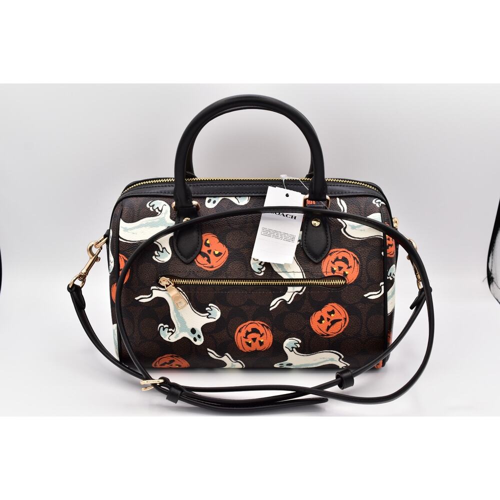 Coach Rowan Satchel Bag In Signature Canvas With Halloween Print NWT Walnut 2025 - Picture 12 of 16